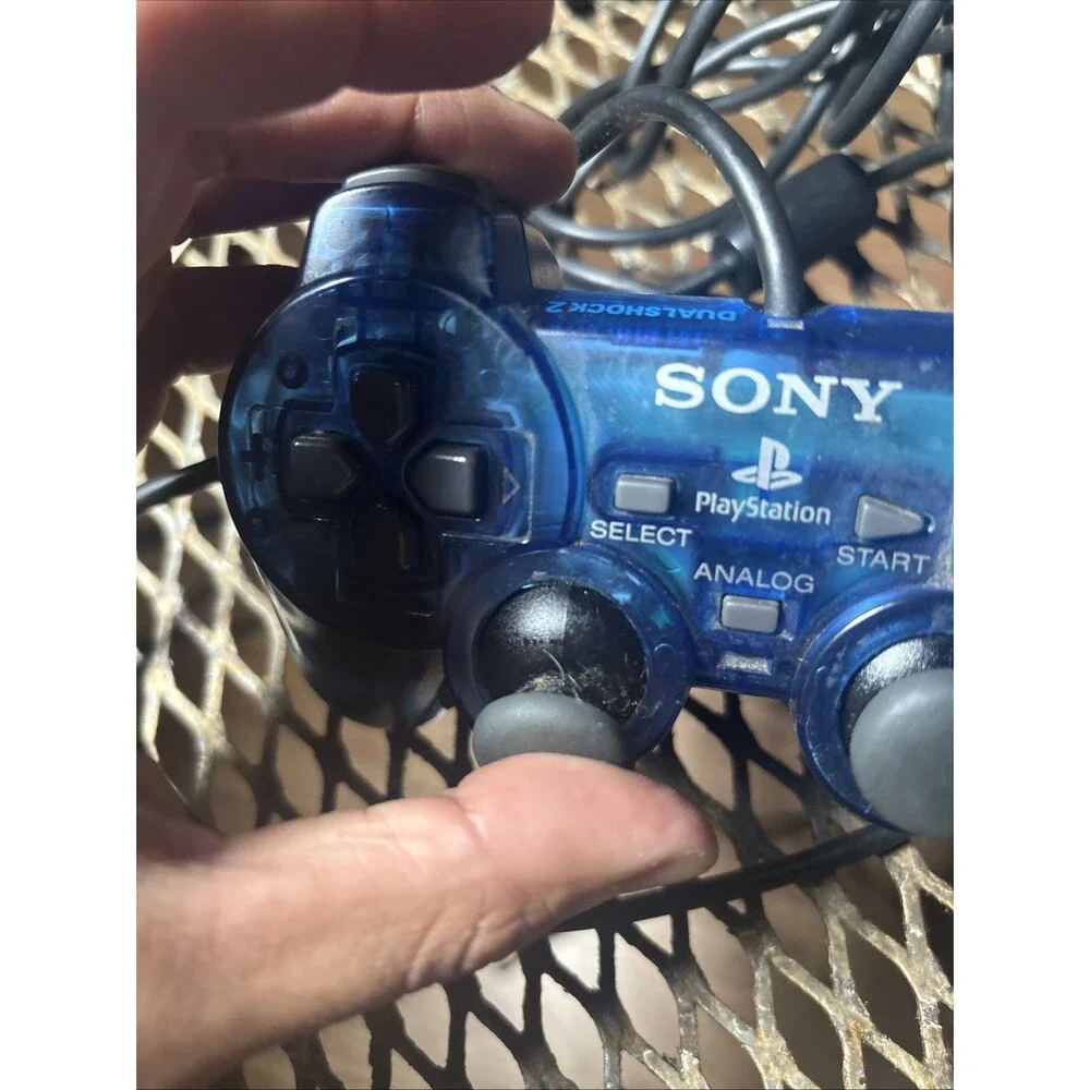 Sony PlayStation 2 PS2 Ocean Blue Clear Controller DualShock OEM SCPH-10010